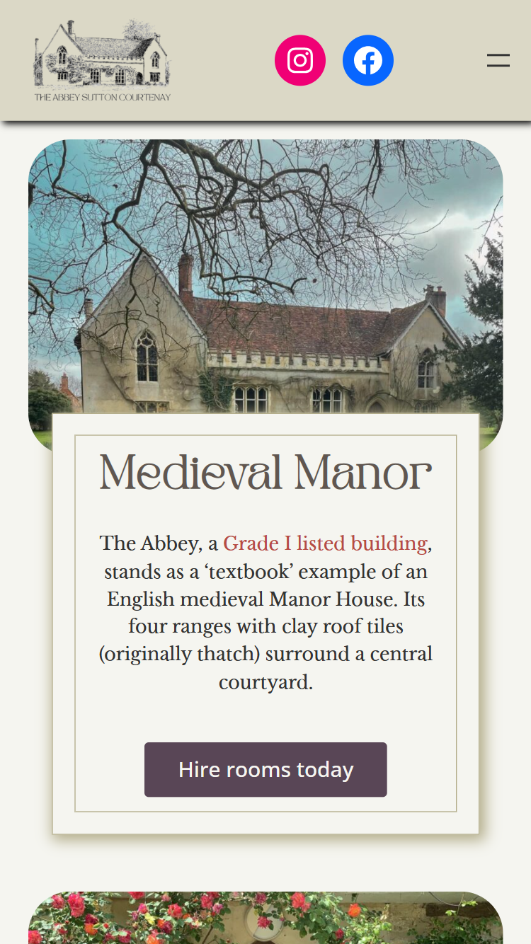 Screenshot of theabbey.uk.com website